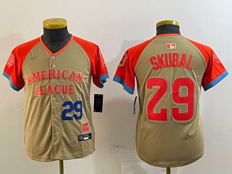 Youth Detroit Tigers #29 Skubal Brown All star 2024 Nike MLB Jersey style 3